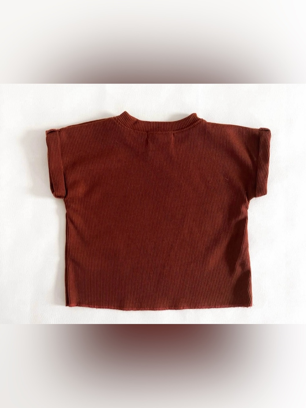 Toddler Girl Rust Ribbed Knit Boxy Tee - Picture 2 of 2